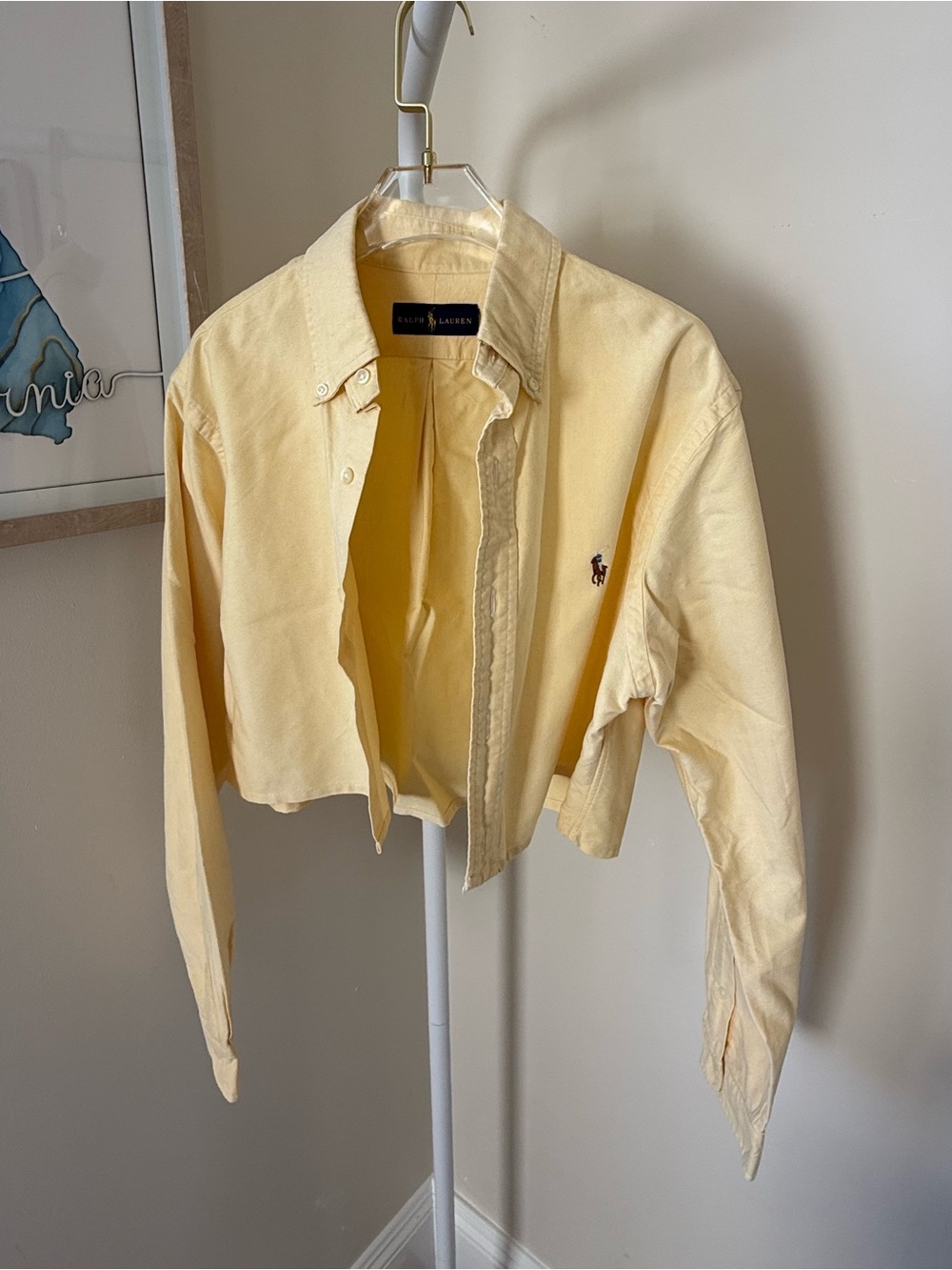 Vintage reworked Ralph Lauren Butter Yellow Cropped Button-up